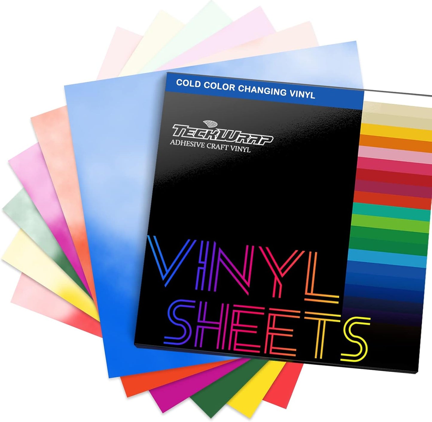 Cold Sensitive Color Changing Vinyl for Craft Cutter Adhesive Permanent Vinyl Sheets(Translucent to Blue, Red, Purple,Orange,Yellow,Green),12" X 12" 6 Sheets/Pack