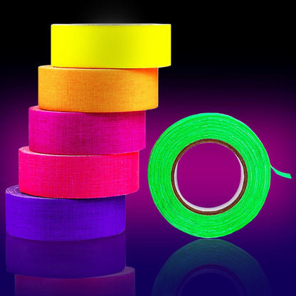 Glow in the Dark Tape - 6 Colors UV Blacklight Reactive Neon Tape, Fluorescent UV Black Light Glow in the Dark Tape for UV Party 1 Inch X 30Ft X 6 Rolls