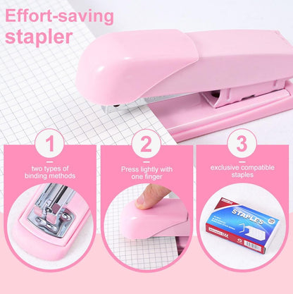Pink Desk Organizers and Accessories with Desk Organizer 360° Rotating Pen Holder and Office Supplies, 19Pcs Cute Stationery Supplies Set