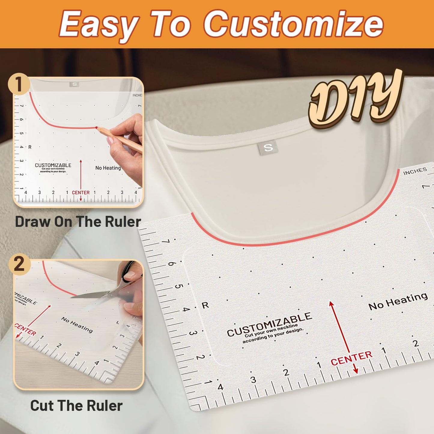 Transourdream 8Pcs Extended XL Tshirt Ruler Guide, Center Vinyl Alignment Ruler for round & V-Neck T-Shirts, Front Back Measurement Tool for Sublimation Heat Transfer
