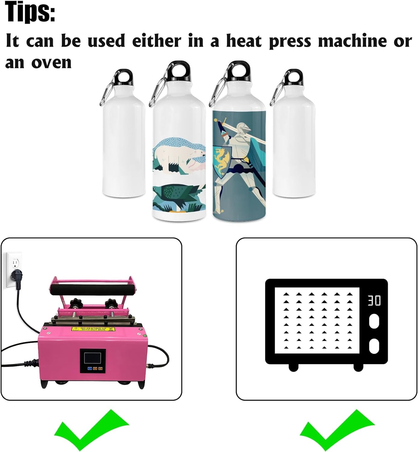 10PCS 20Oz 600Ml Sublimation White Blank Aluminum Sports Water Bottle Mugs for Sublimation Heat Transfer Printing