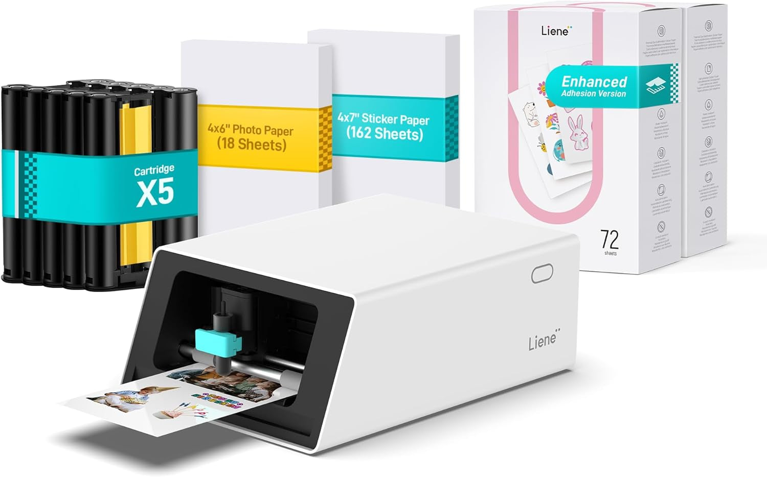 Liene Pixcut S1 Creator Mega Pack - All-In-One Sticker Maker Machine for DIY Crafts, Custom Labels & Gifts, Thermal Dye-Sublimation, 300 DPI Prints, Precise AI Auto-Cutting
