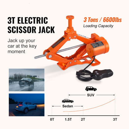 Electric Car Jack 3 Ton Electric Scissor Jack Car Repair Tool for SUV Sedans