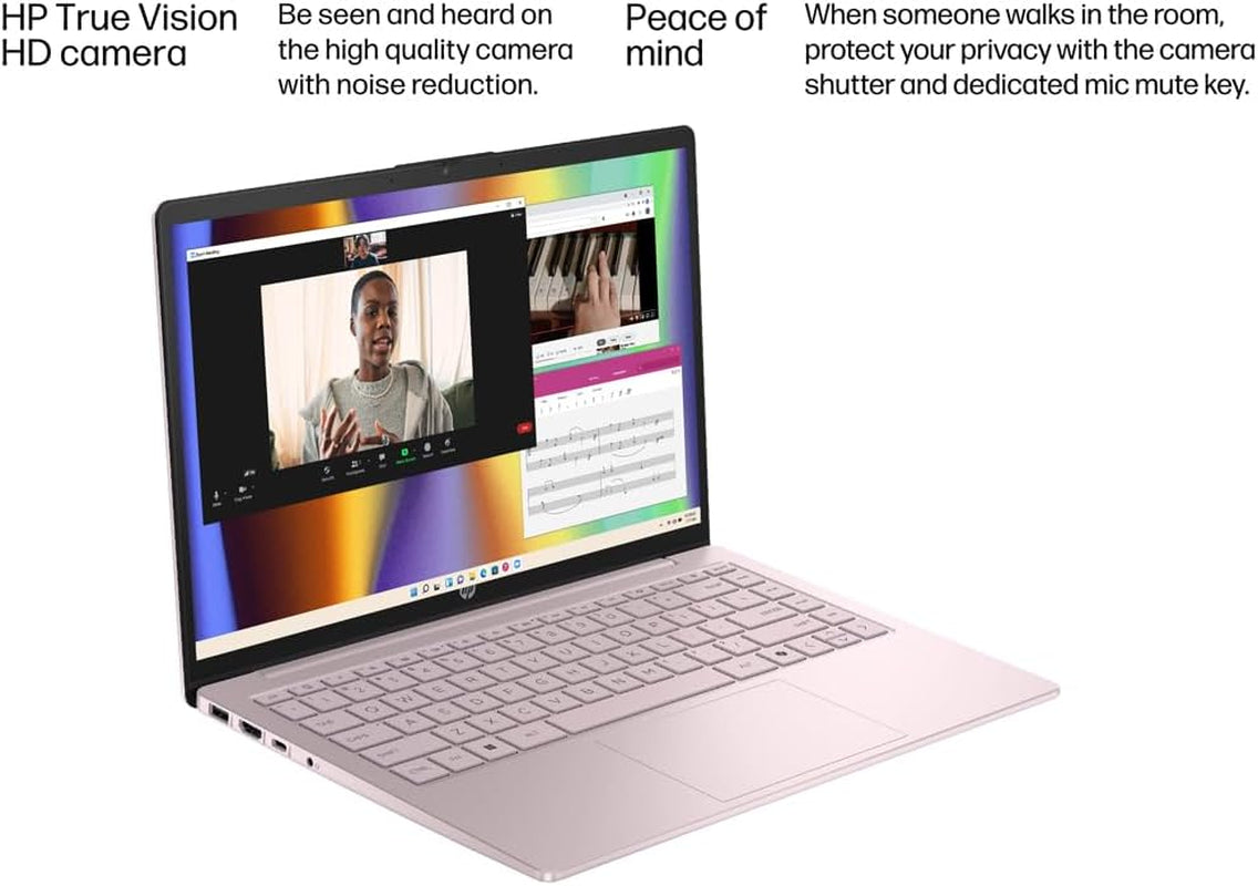 HP Laptop 2026 Edition with Copilot AI, 16GB RAM, 1TB SSD + 128GB UFS, Intel Processor, Long Battery Life, Lightweight, 1 Year Office 365, Windows 11 Home S for Students & Office, Type-C HUB, Pink
