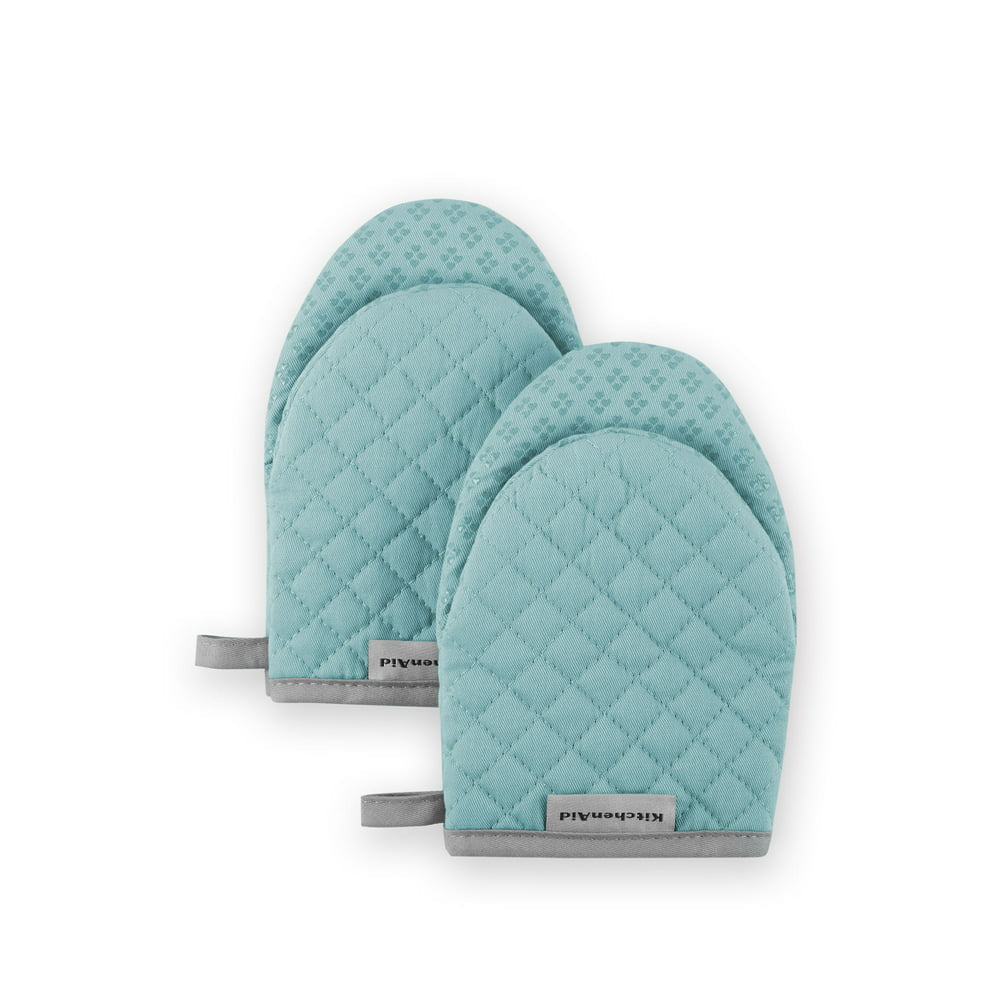 Asteroid Mini Oven Mitt Set, Aqua, 5.5"X8", Set of 2