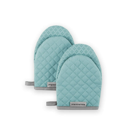 Asteroid Mini Oven Mitt Set, Aqua, 5.5"X8", Set of 2