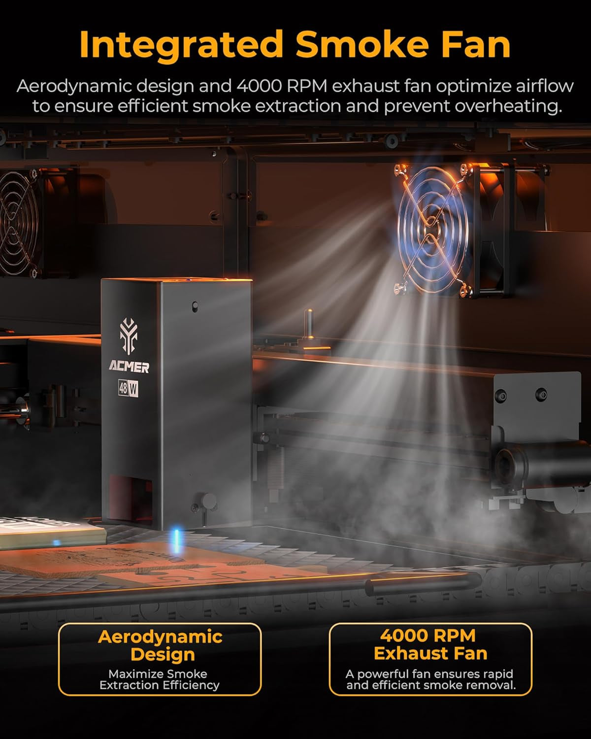 Acmer P3 Laser Engraver, Switchable 48W & 24W Diode 455Nm Lazer Cutter Engraving Machine with 30L Air Assist, COS Technology, Large 400×390Mm Work Area for Wood, Acrylic, Leather, Ceramic