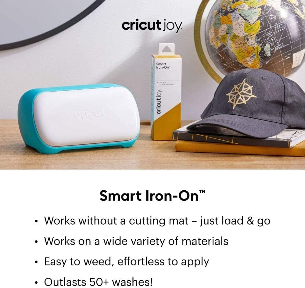 Cricut Smart Iron on (5.5In X 24In, Holographic Cobalt) for Joy Machine - Matless Cutting for Shapes up to 4Ft, & Repeated Cuts up to 20Ft