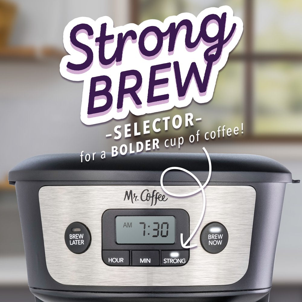 ® 12-Cup Programmable Coffee Maker with Strong Brew Selector, Stainless Steel