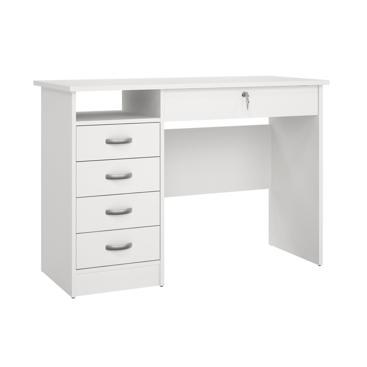 Walden 5 Drawer Office Desk with 1 Locking Drawer for Adults, White