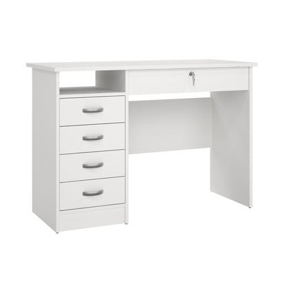 Walden 5 Drawer Office Desk with 1 Locking Drawer for Adults, White