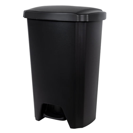 12.1 Gallon Trash Can, Plastic Step on Kitchen Trash Can, Black