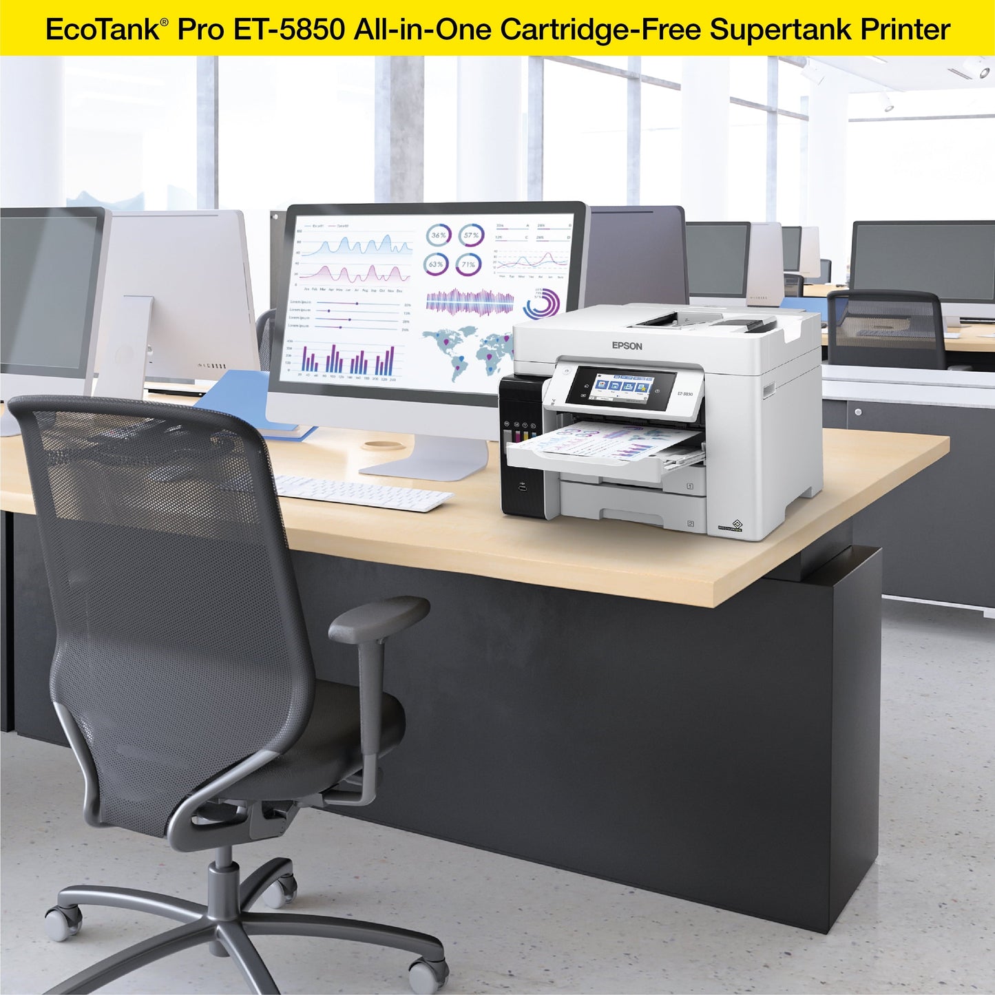 Ecotank Pro ET-5850 Wireless Color All-In-One Supertank Printer with Scanner, Copier, Fax and Ethernet