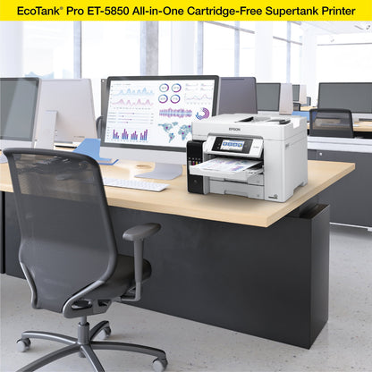 Ecotank Pro ET-5850 Wireless Color All-In-One Supertank Printer with Scanner, Copier, Fax and Ethernet
