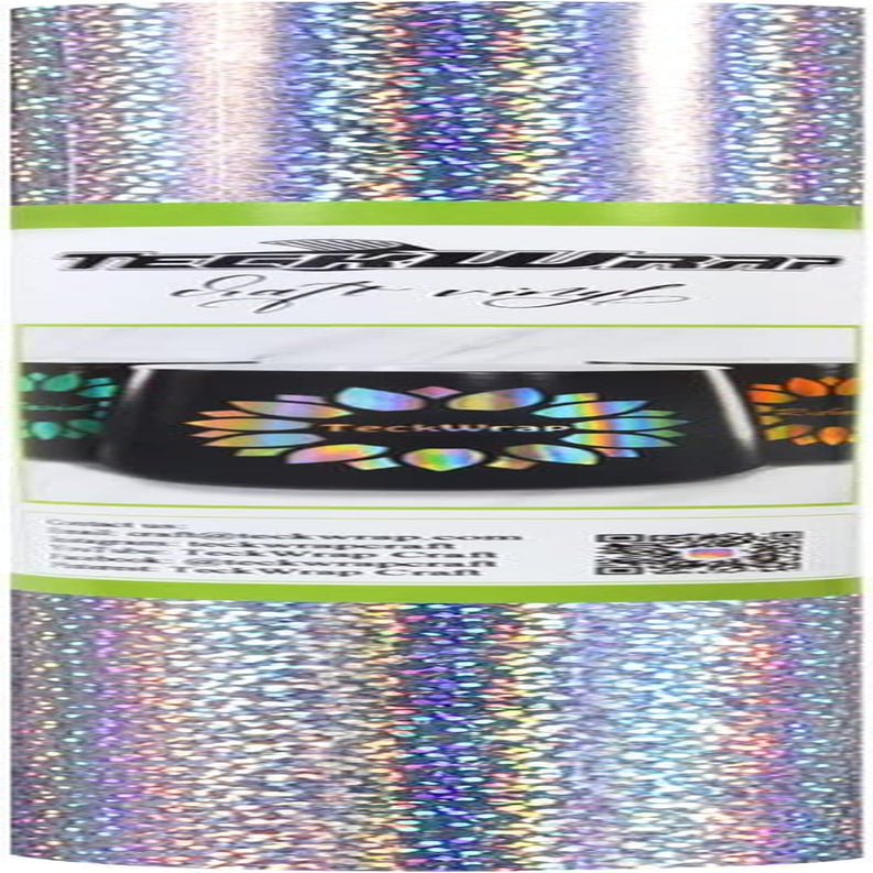 Sparkle Holographic Silver Vinyl Glitter Permanent Chrome Adhesive Vinyl 1Ft X 5Ft