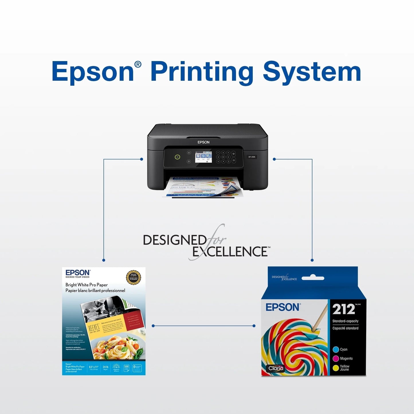 212 Claria Ink Standard Capacity Color Combo Pack (T212520-S) Works with Workforce WF-2830, WF-2850, Expression XP-4100, XP-4105