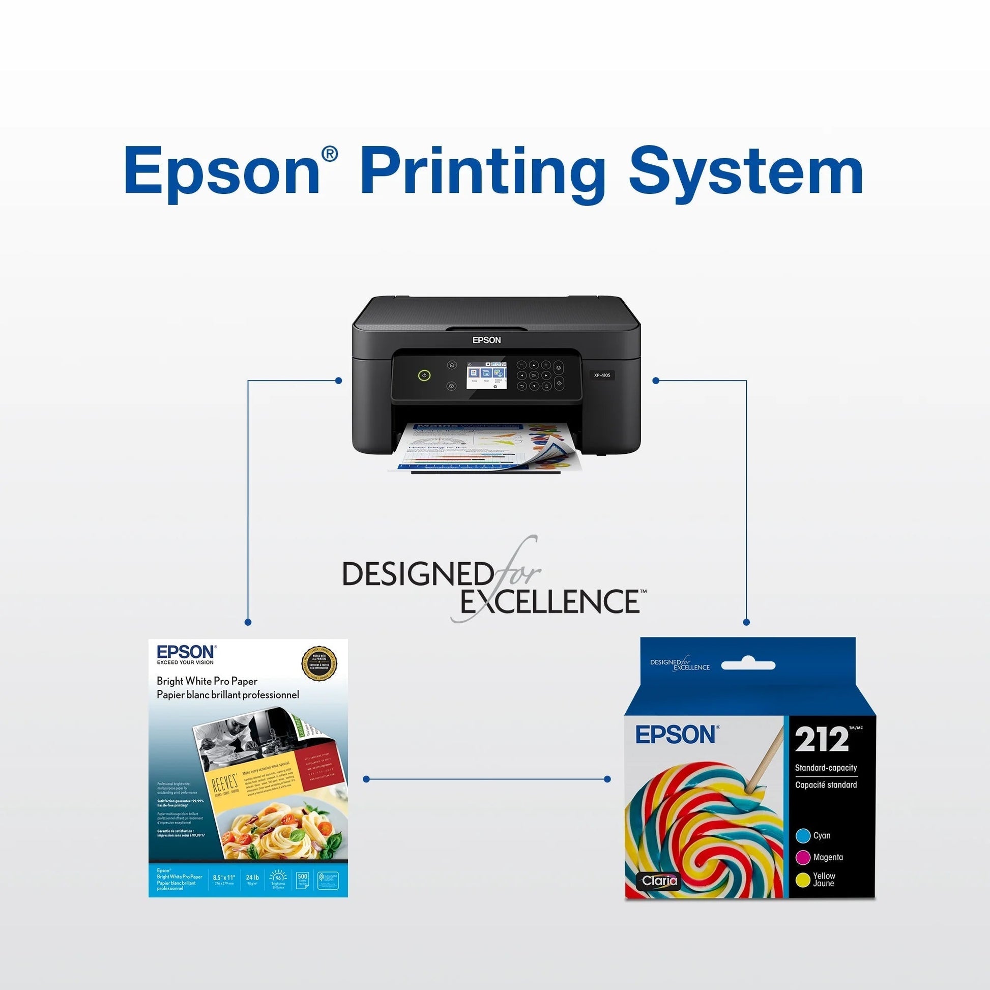 212 Claria Ink Standard Capacity Color Combo Pack (T212520-S) Works with Workforce WF-2830, WF-2850, Expression XP-4100, XP-4105