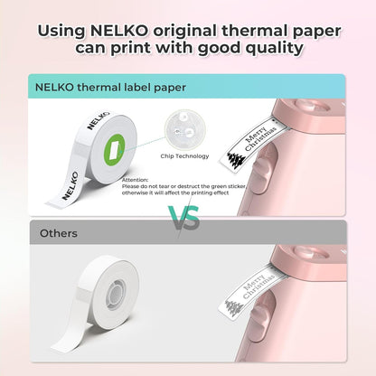 Nelko Label Maker Machine with Tape, P21 Bluetooth Label Printer, Wireless Mini Label Makers with Multiple Templates for School Office Home, Pink
