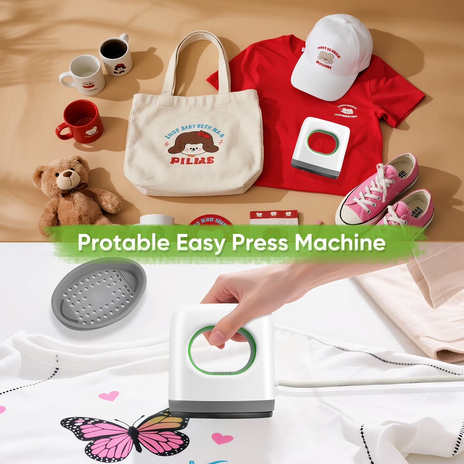 Heat Press Machine, Mini Heat Press Fast up to Max 410℉ in 3Mins & 4 Heating Setting with LED Display, Mini Iron for Crafting with Precision Tip, Easy for Small Objects like Shoes, Hats