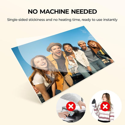 HTVRONT Self-Adhesive Laminating Sheets - 100 Pack, 5Mil, 9 X 12 Inches Self Laminating Sheets, No Machine Needed Clear Laminate Sheets for Protecting and Preserving Documents, Photos, Menus, Stickers