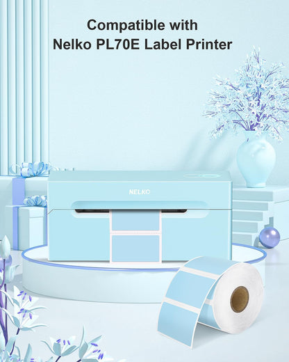 Nelko Genuine 2.25" X 1.25" Direct Thermal Labels, Barcode Labels Compatible with Nelko PL70E Label Printers, Self-Adhesive Labels, Barcode Stickers, Blue/1000 Labels (Commercial Grade)