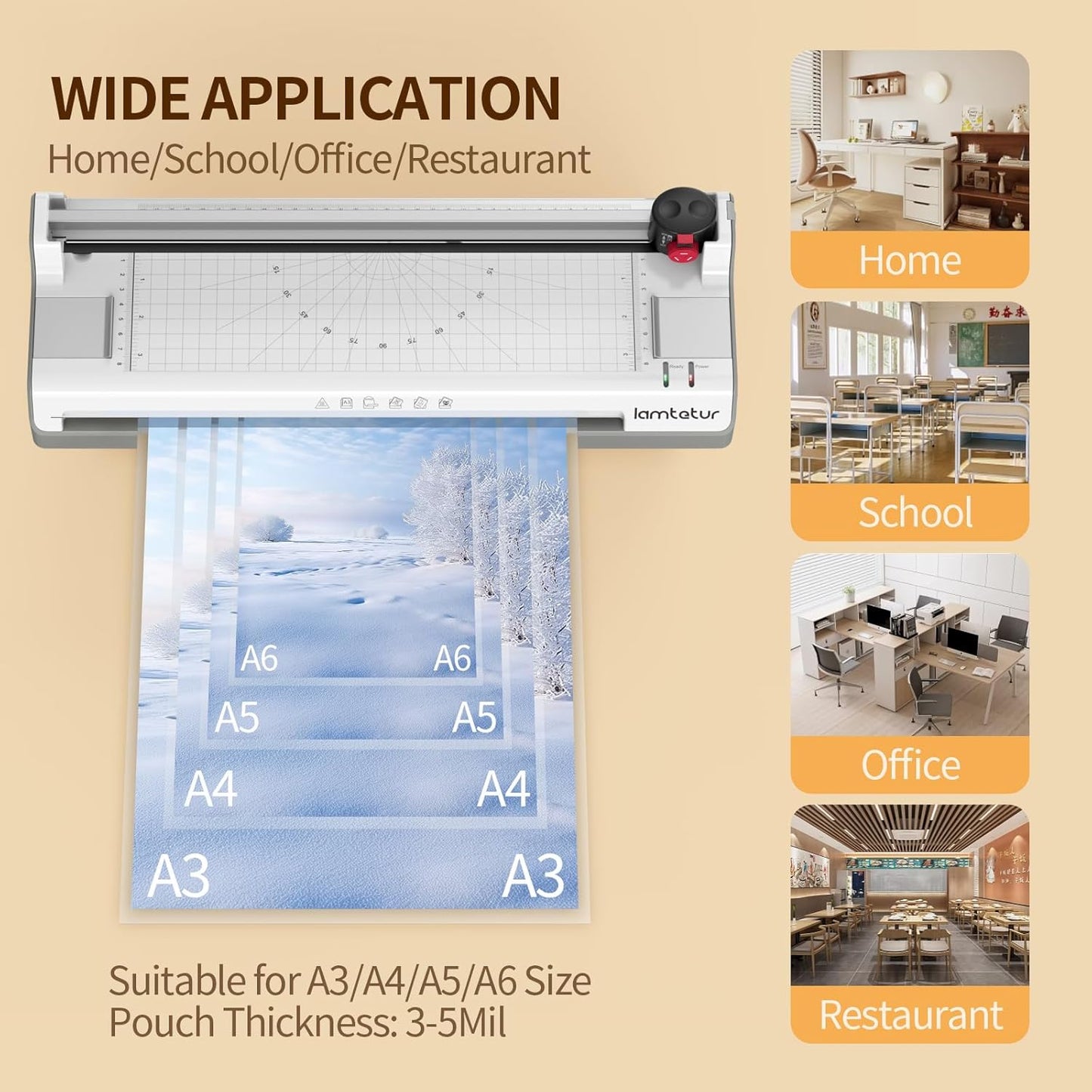 Lamtetur Thermal Laminator Machine11X17 with 70Letter Size Laminating Sheet | 13Inch Wide Laminating Hot&Cold Setting,A3 Lamination Laminated 3-5Mil,Office Home School Teacher,Paper Cutter,Corner Rounder