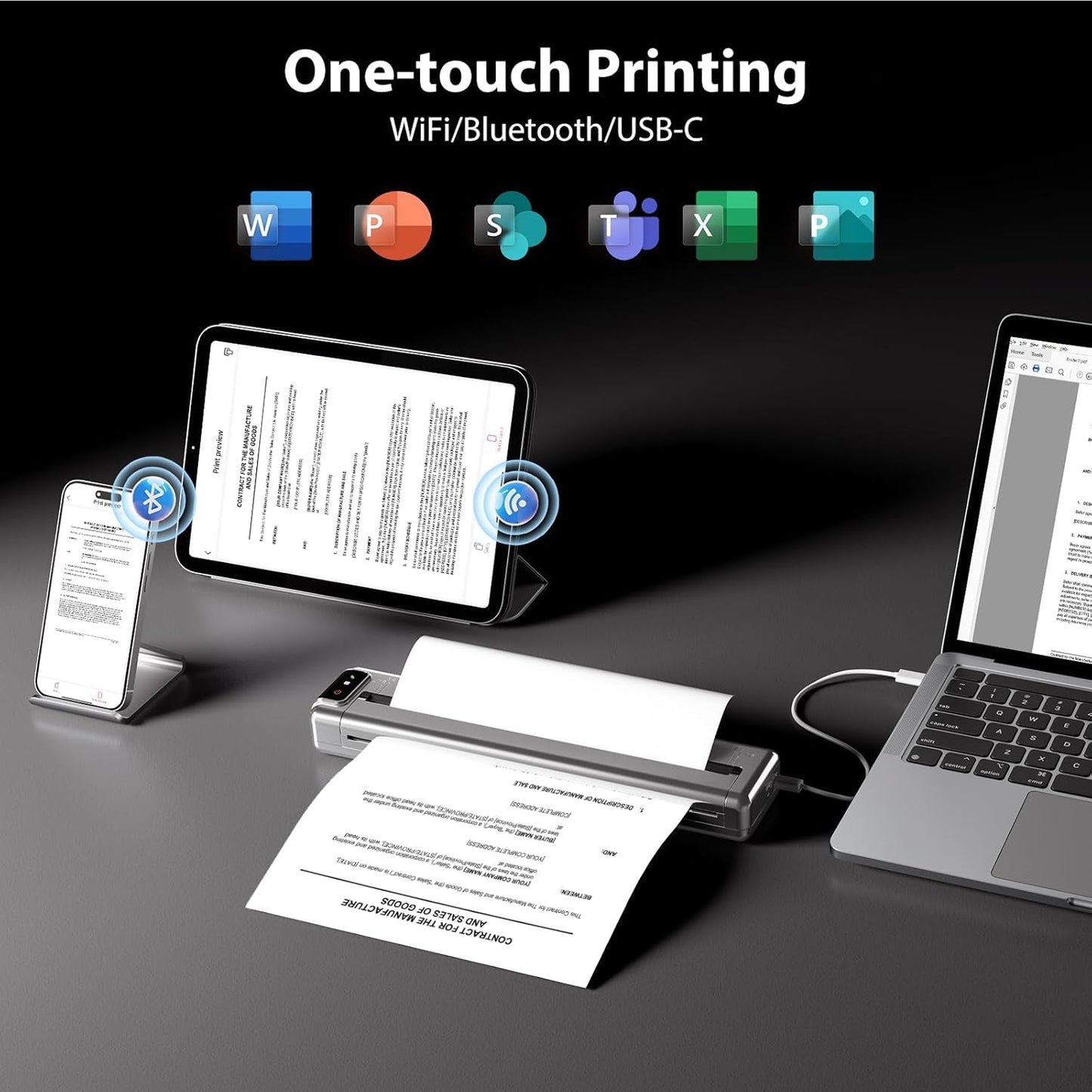 Phomemo Ultra-Light Q302 Portable Printer, Wireless Inkless Thermal, Wifi Bluetooth for US Letter/A4/A5/B5 Thermal Paper, Compact Printer, Compatible with Android Ios Phone & Laptop
