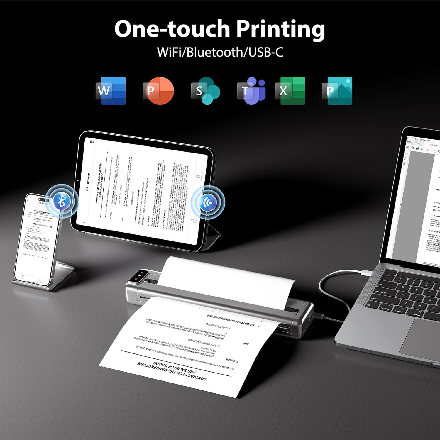 Phomemo Ultra-Light Q302 Portable Printer, Wireless Inkless Thermal, Wifi Bluetooth for US Letter/A4/A5/B5 Thermal Paper, Compact Printer, Compatible with Android Ios Phone & Laptop
