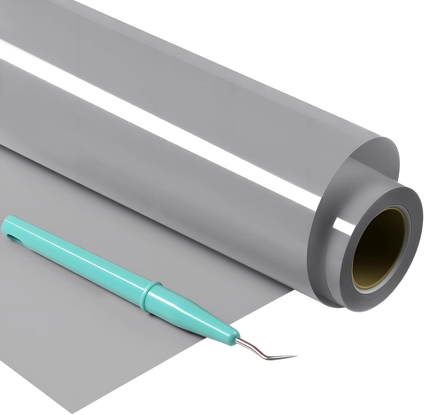 HTV Roll Heat Transfer Vinyl - 12" X 25Ft Silver Iron on Vinyl for T-Shirts, Easy to Weed & Transfer HTV Vinyl - Compatible with All Cutting Machine