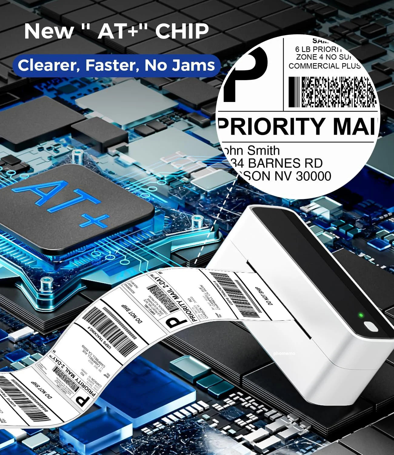 Wuduguer Shipping Label Printer - 241BT 4X6 Wireless Thermal Label Printer, Bluetooth Thermal Label Printers for Small Business, Compatible with Iphone, Android, Amazon, Shopify, Ups（Black）