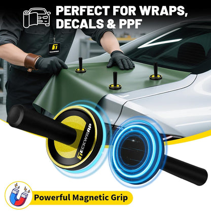 Vinyl Wrap Magnets – 4 Pack Car Wrap Positioning Magnets with Strong Magnetic Grip and Rubber Base – Non-Scratch Magnet Tool for Vinyl Film, Decals, Signs & Wrapping