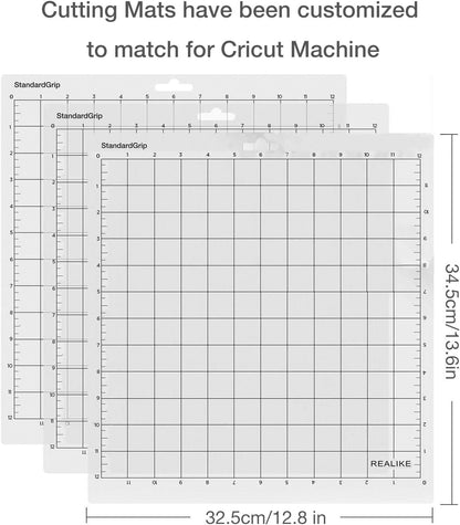 12X12 Standardgrip Cutting Mats for Silhouette Cameo 5/4/3/2/1(3 Pack),Gridded Adhesive Non-Slip Non-Slip Cutting Mat, Replacement Accessories Set Mats Vinyl Craft Sewing