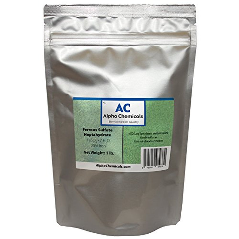 Ferrous Sulfate Heptahydrate - Feso4*7H2O - 20% Iron - Very Soluble - 1 Pound