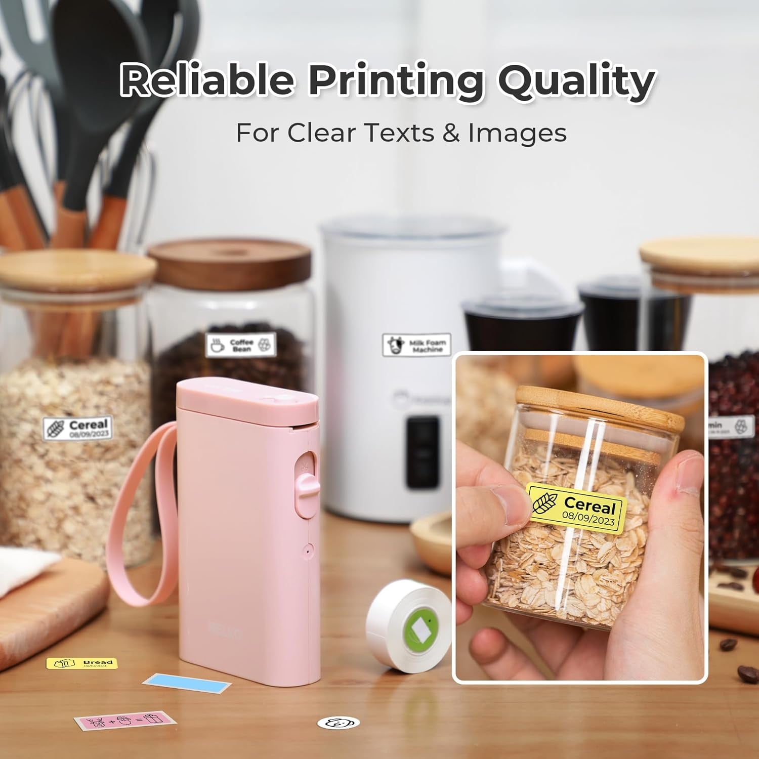 Nelko Label Maker Machine with Tape, P21 Bluetooth Label Printer with 3 Tapes, Wireless Mini Label Makers with Multiple Templates Icon Font Custom for School Office Home, Pink