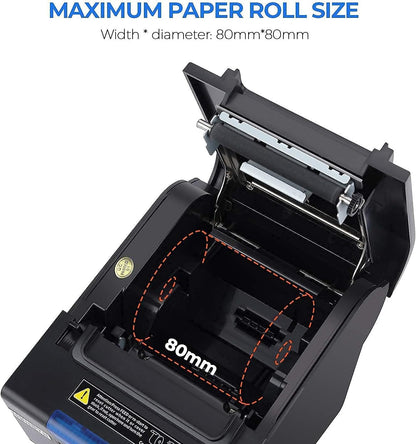 MUNBYN Receipt Printer P068, 3 1/8" 80Mm Direct Thermal Printer, POS Printer with Auto Cutter - Thermal Receipt Printer with USB Serial Ethernet Windows Driver ESC/POS Support Cash Drawer