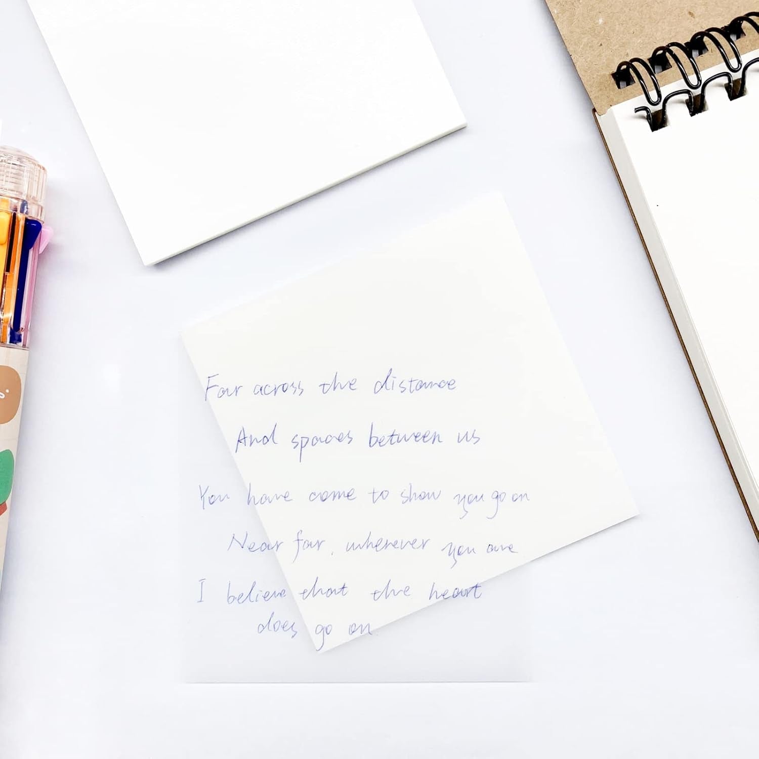 6Pack Transparent Sticky Notes, Clear, 3’’ X 3’’ Translucent, Waterproof See Through, 300 Sheets