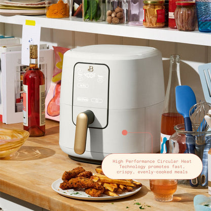 6-Quart Air Fryer with Turbocrisp Technology and Touch-Activated Display, White Icing by Drew Barrymore