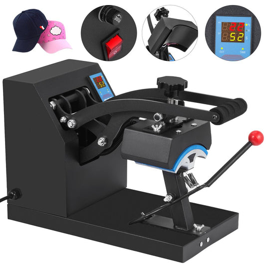 brand Baseball Hat Heat Press 5.5"X3.5"Inch Curved Element Golf Cap Heat Press Clamshell Design Heat Press for Hats Rigid Steel Frame No Stick Digital LCD Timer and Temperature Control