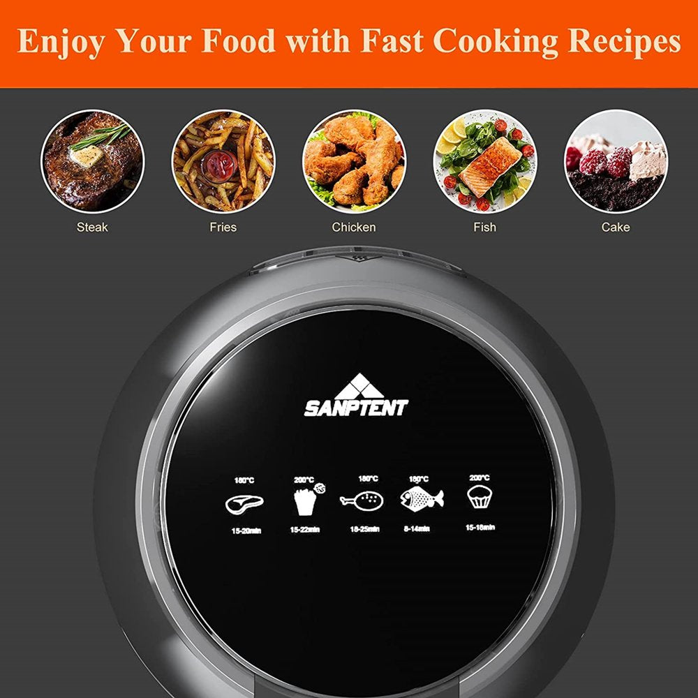 5.8 Quart Air Fryer, Electric Hot Oven Oilless Multifunctional Cooker with Digital LED Touchscreen, Auto Shut-Off, ETL Certified, Best Present Gift (Black)