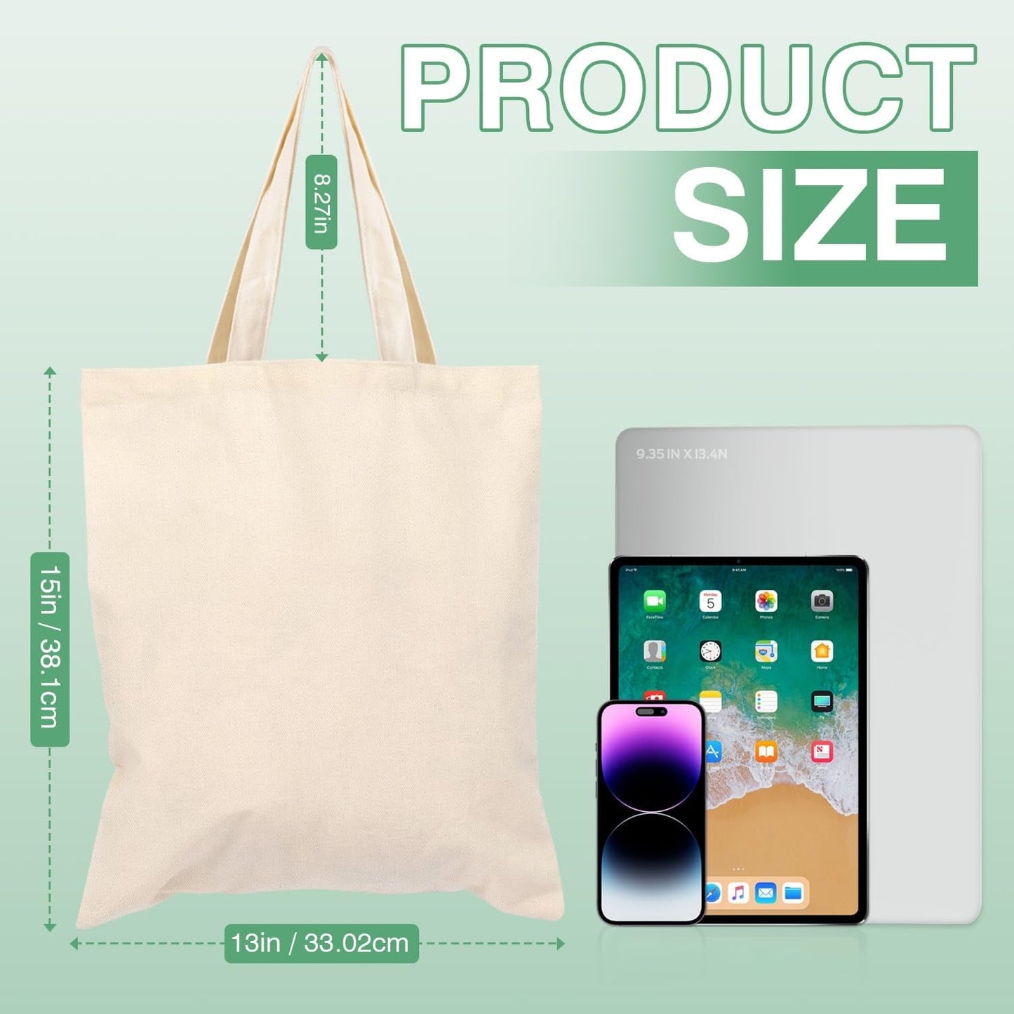Lzerking Professional Branding Bundle - 50 Pack 13X15 Heavy-Duty Canvas Tote Bags + 63 Color HTV Sheets | Custom Logo Printing Kit for Businesses, Teams & Events