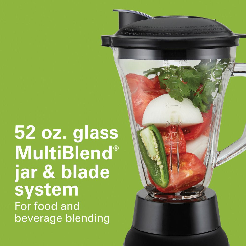 Multiblend Kitchen System, 3-In-1 Blender with Food Processor Attachment, 52 Oz. Blending Jar, and 20 Oz. Travel Jar, Black, 58176