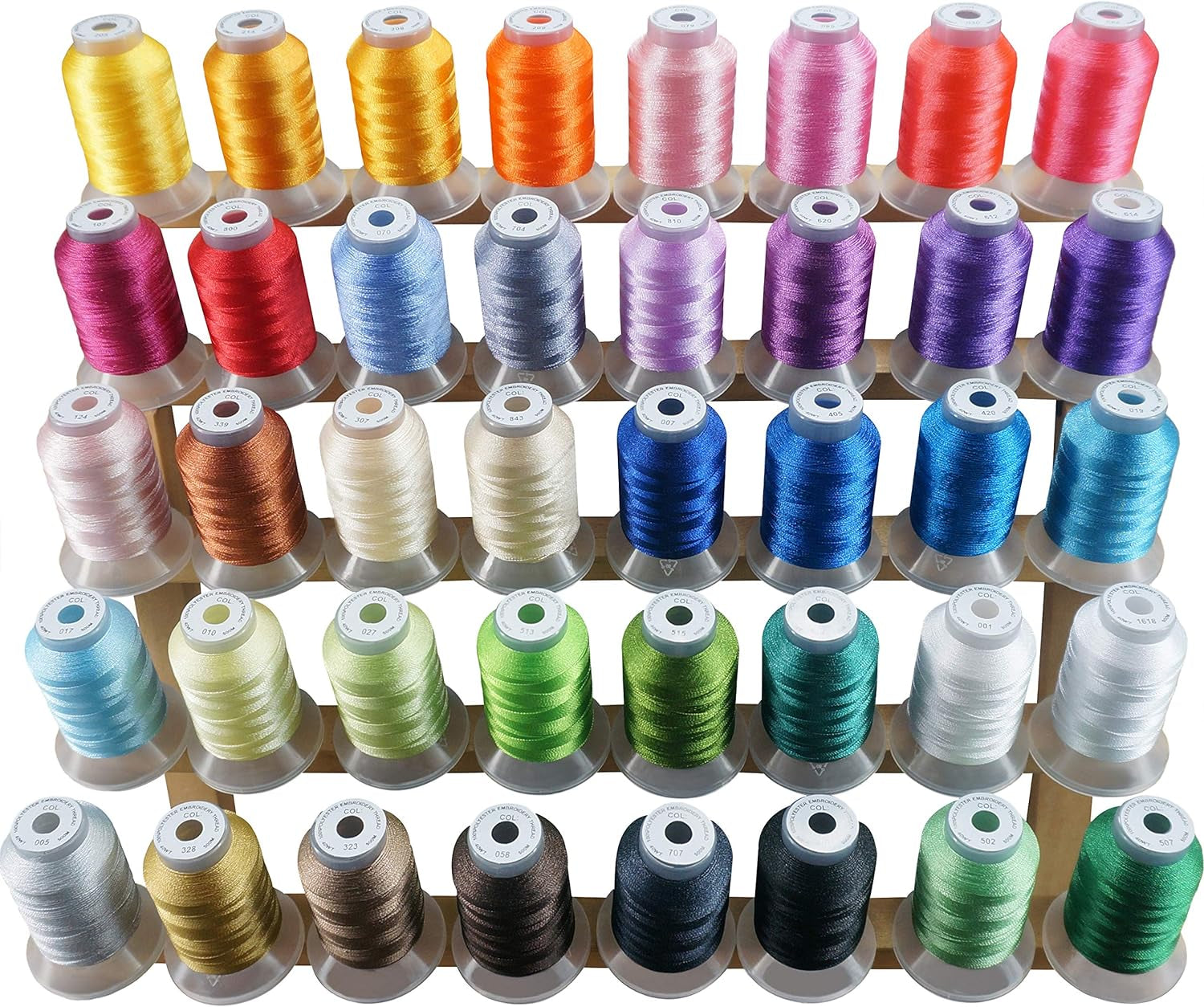 40 Brother Colors Polyester Embroidery Machine Thread Kit 500M (550Y) Each Spool for Brother Babylock Janome Singer Pfaff Husqvarna Bernina Sewing Machines