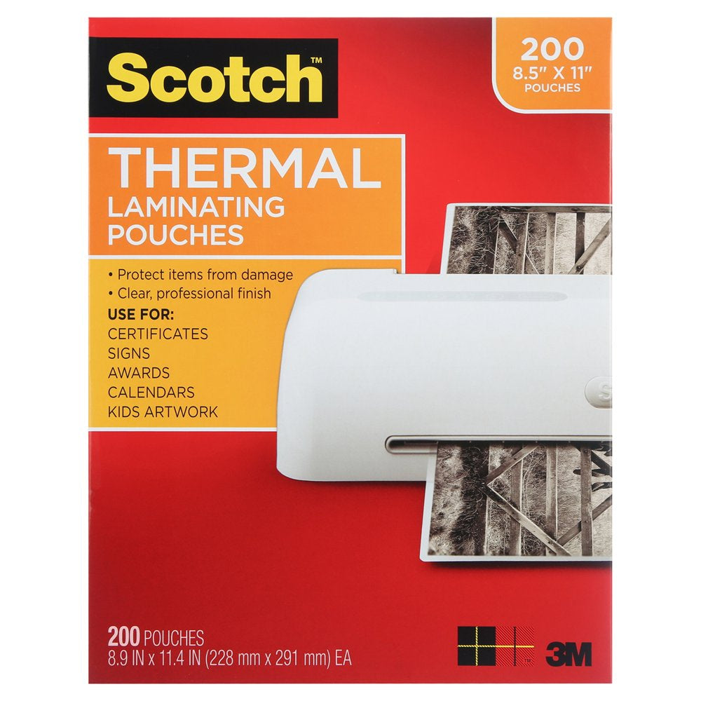 Thermal Laminating Pouches, 200 Count, 8.5" X 11", 3 MIL Thick