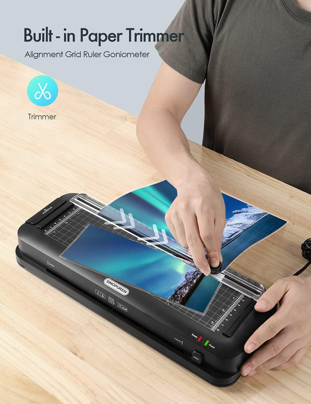 9-Inch Laminator Machine for Teachers & Home – All-In-One Jam-Free Laminator with Paper Trimmer, 2-Hole Punch, Corner Rounder, Fast 3-Min Warm-Up, 10 Pouches for School, Crafts & Office