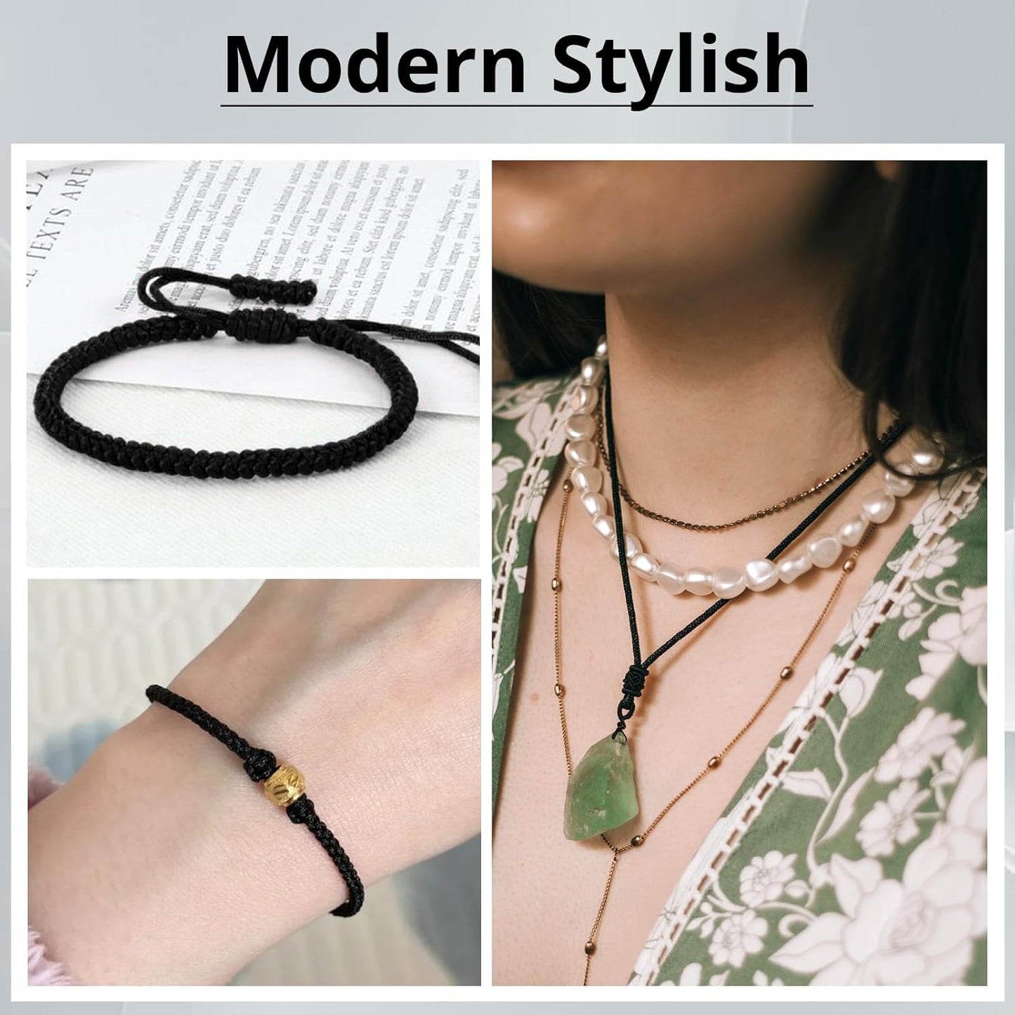 Black Nylon String Cord- 1.5Mm 103 Yards Strong Nylon String, Wear-Resistant No Fading  Satin Silk Cord for Bracelets, Wind Chime, Necklace,Knotting,Jewelry Making,Blinds Cord