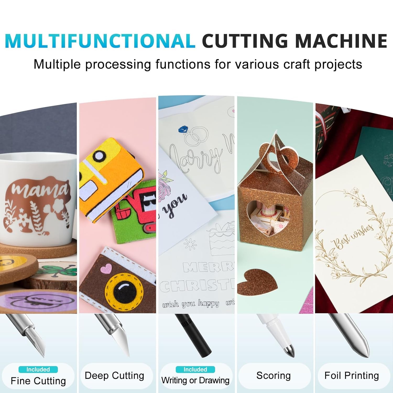 Loklik Cutting Machine 2 & Cutting Mat Compatible with Cricut Cutting Machine, 6 Pack Cutting Mat 12X12