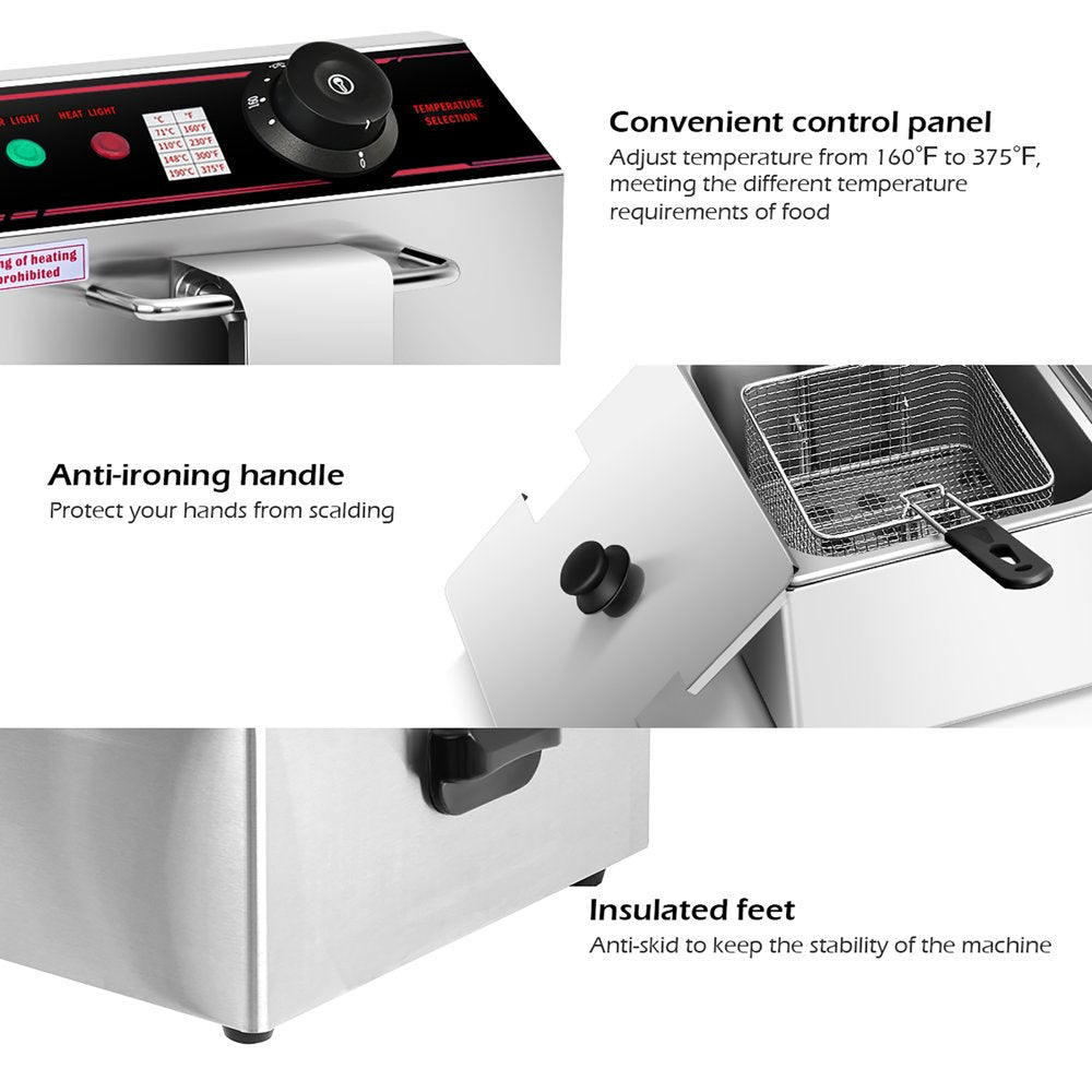 3400W Electric Countertop Deep Fryer Dual Tank Commercial Restaurant Steel