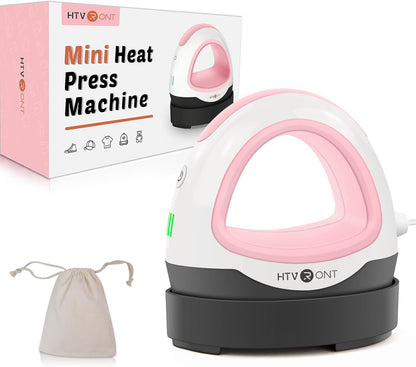 Heat Press Mini Iron for Crafting, Mini Heat Press Machine for T Shirts, Auto-Off Small Heat Press Portable Iron Press for Heating Transfer(Pink)