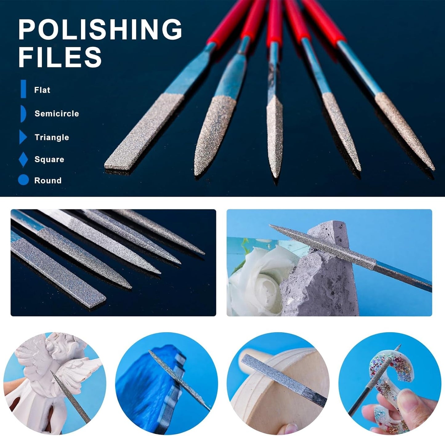 LET'S RESIN Polishing Kit,33Pcs Resin Supplies with Sandpaper,Resin File Kit,Polishing Strips&Blocks,Scissors,Wooden Brush,Cloth, Tools for Jewelry Making Supplies, Silicone Molds