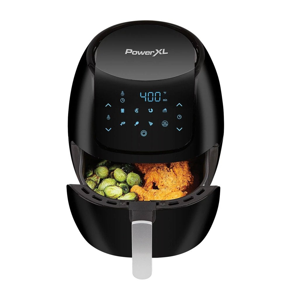 Large 8-Quart Non-Stick Air Fryer with One-Touch Digital Display, Black